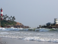 Moře a majáky. Kovalam Bech. Kerala, Indie