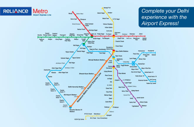 mapa: metro v Dilli, indie
