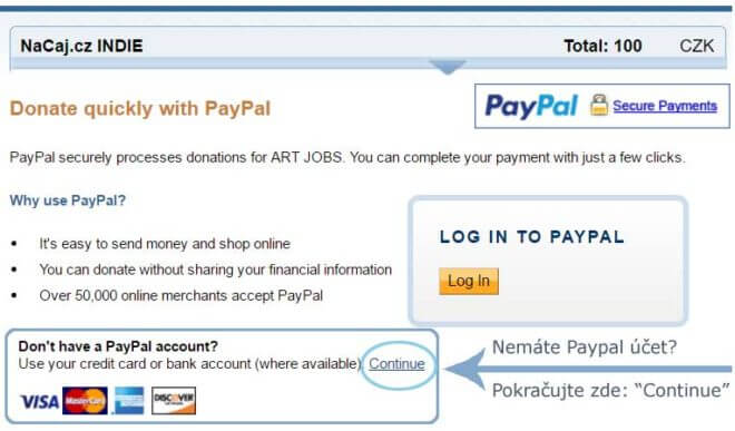 Jak zaplatit kartou přes PayPal
