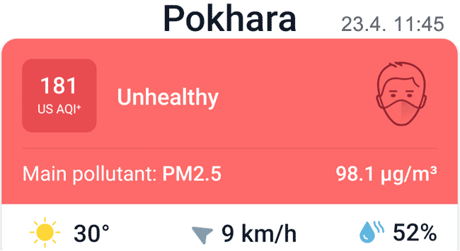 Počasí v Nepálu: Smog - Pokhara, Nepál Počasí v Nepálu: Smog - Pokhara, Nepál